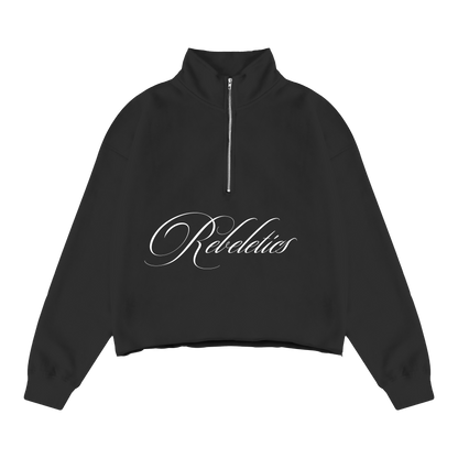 REBELETICS CROPPED QUARTER ZIP - BLACK