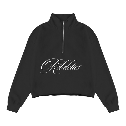 REBELETICS CROPPED QUARTER ZIP - BLACK