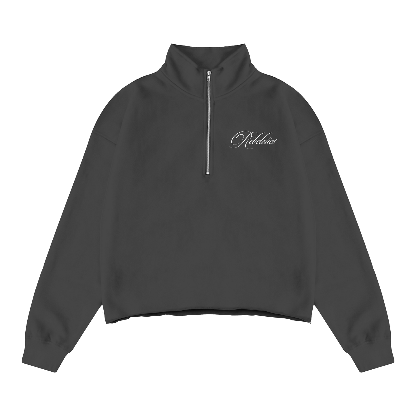 REBELETICS CROPPED QUARTER ZIP - CHARCOAL