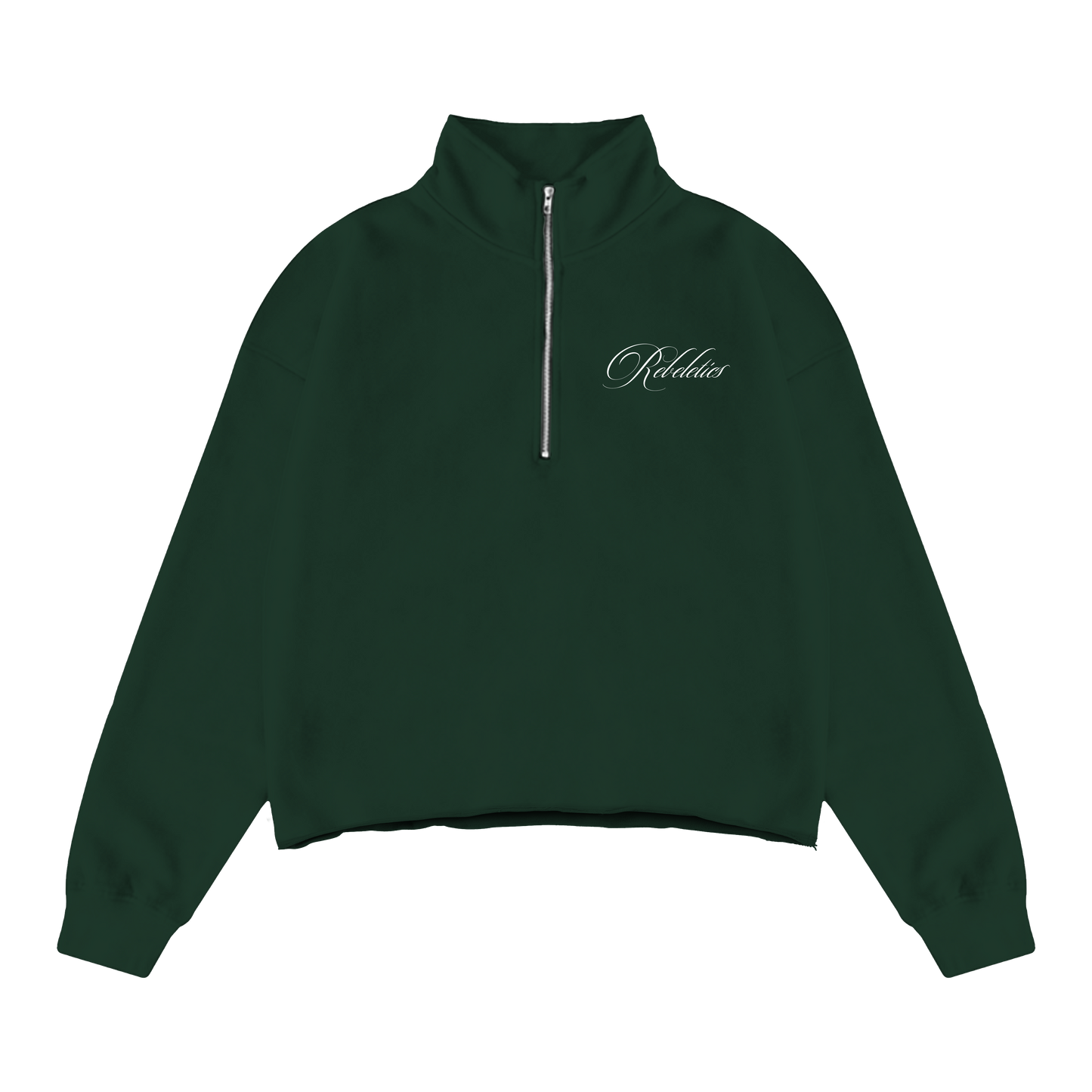 REBELETICS CROPPED QUARTER ZIP - FOREST GREEN