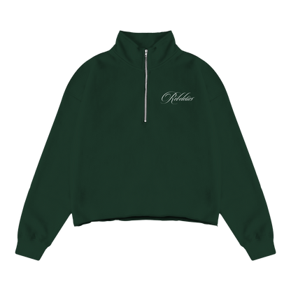 REBELETICS CROPPED QUARTER ZIP - FOREST GREEN