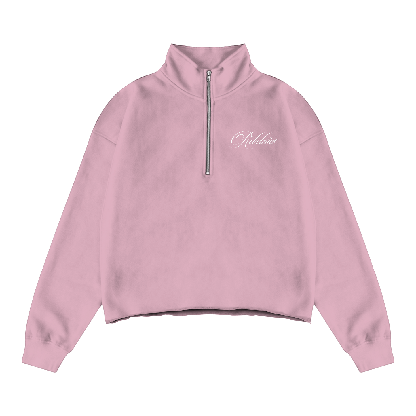 REBELETICS CROPPED QUARTER ZIP - BABY PINK