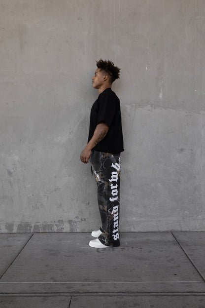 Rebeletics Baggy Sweatpants Tree Camo - Shadow Black