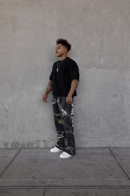 Rebeletics Baggy Sweatpants Tree Camo - Shadow Black