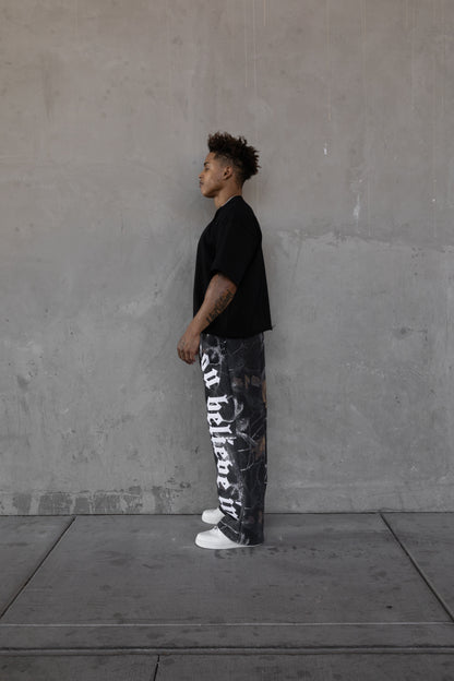 Rebeletics Baggy Sweatpants Tree Camo - Shadow Black ( Reversed Logos )