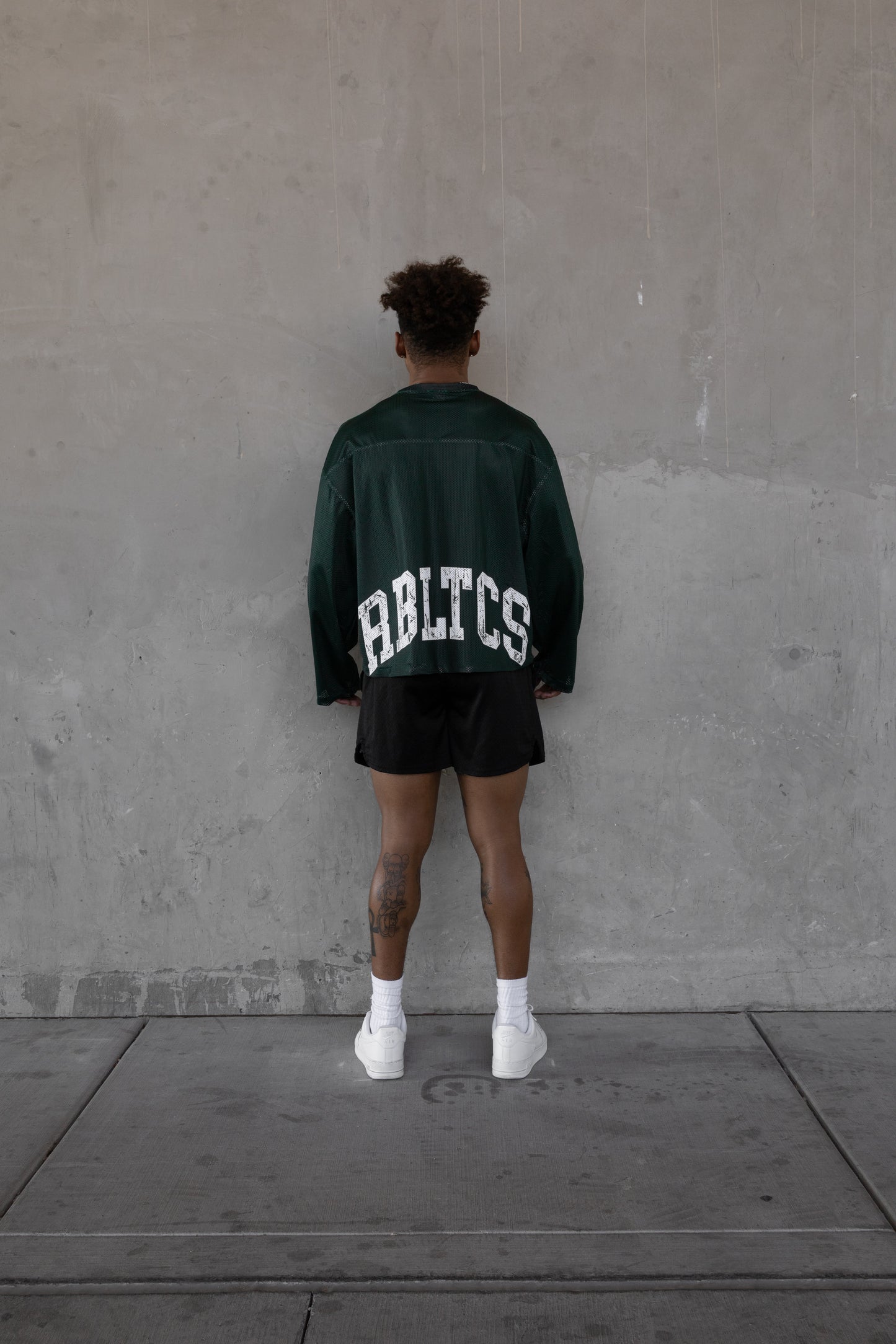 REBELETICS CROPPED MESH LONGSLEEVE - FOREST GREEN