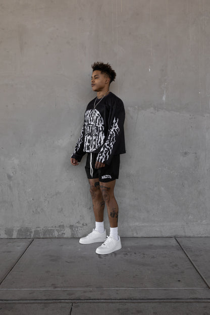 REBELETICS CROPPED MESH LONGSLEEVE - BLACK