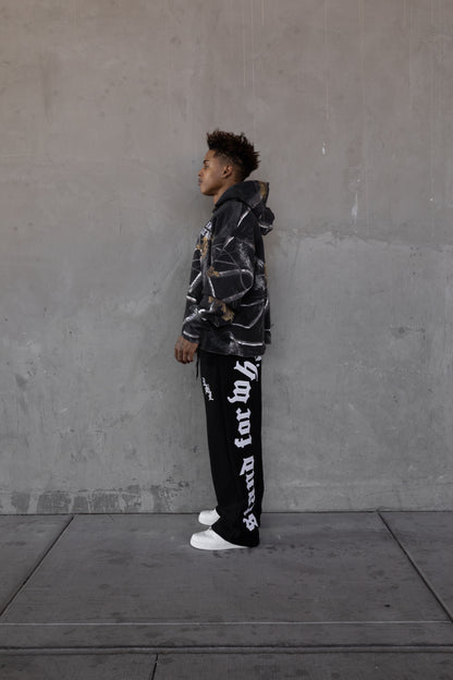 Rebeletics Cropped Tree Camo Hoodie - Shadow Black