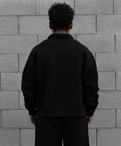 REBELETICS CROPPED QUARTER ZIP - BLACK