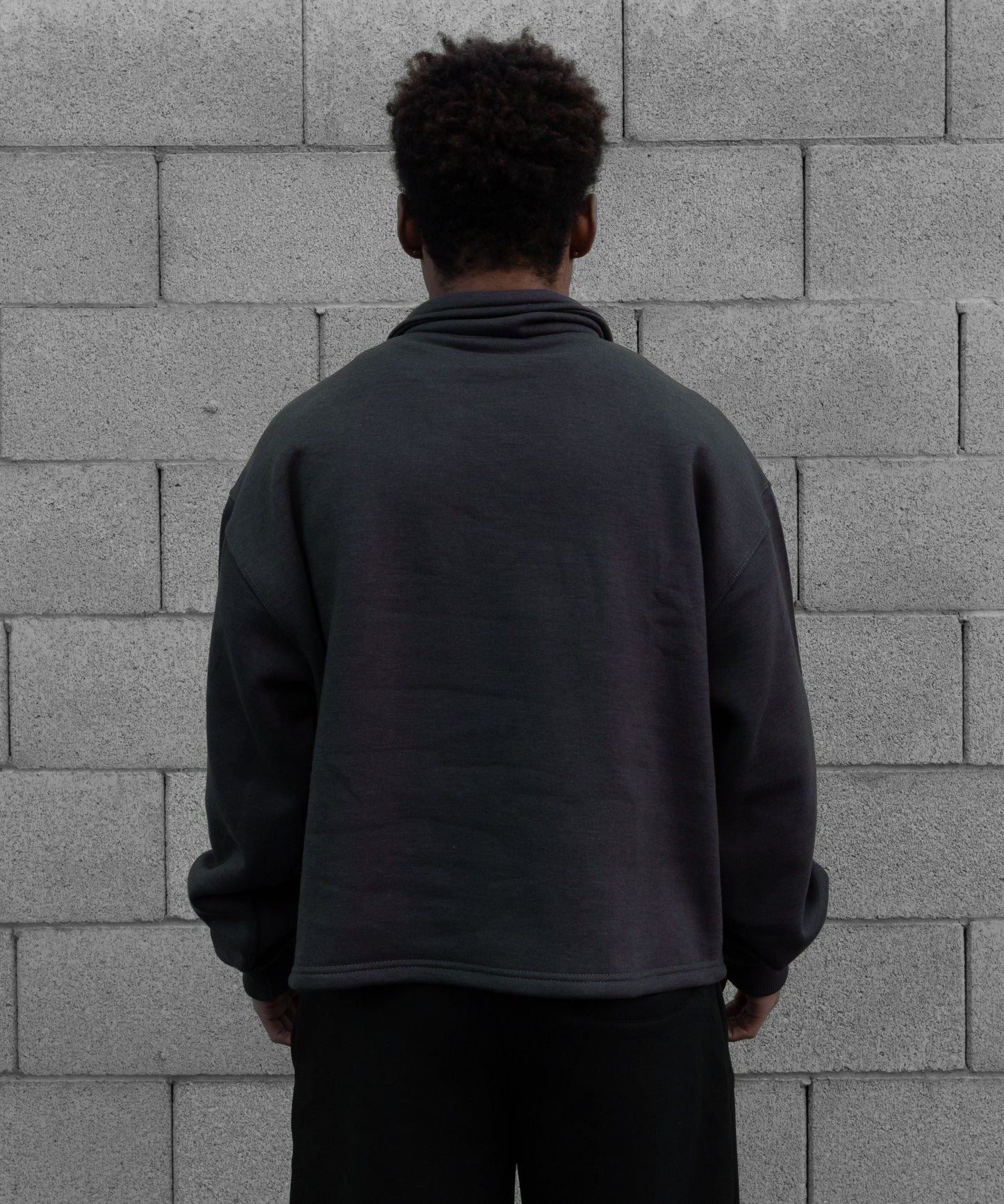 REBELETICS CROPPED QUARTER ZIP - CHARCOAL