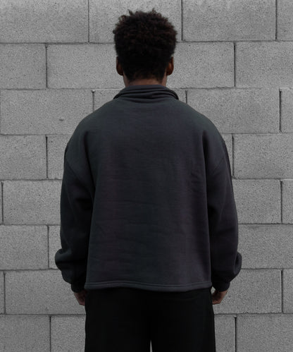 REBELETICS CROPPED QUARTER ZIP - CHARCOAL