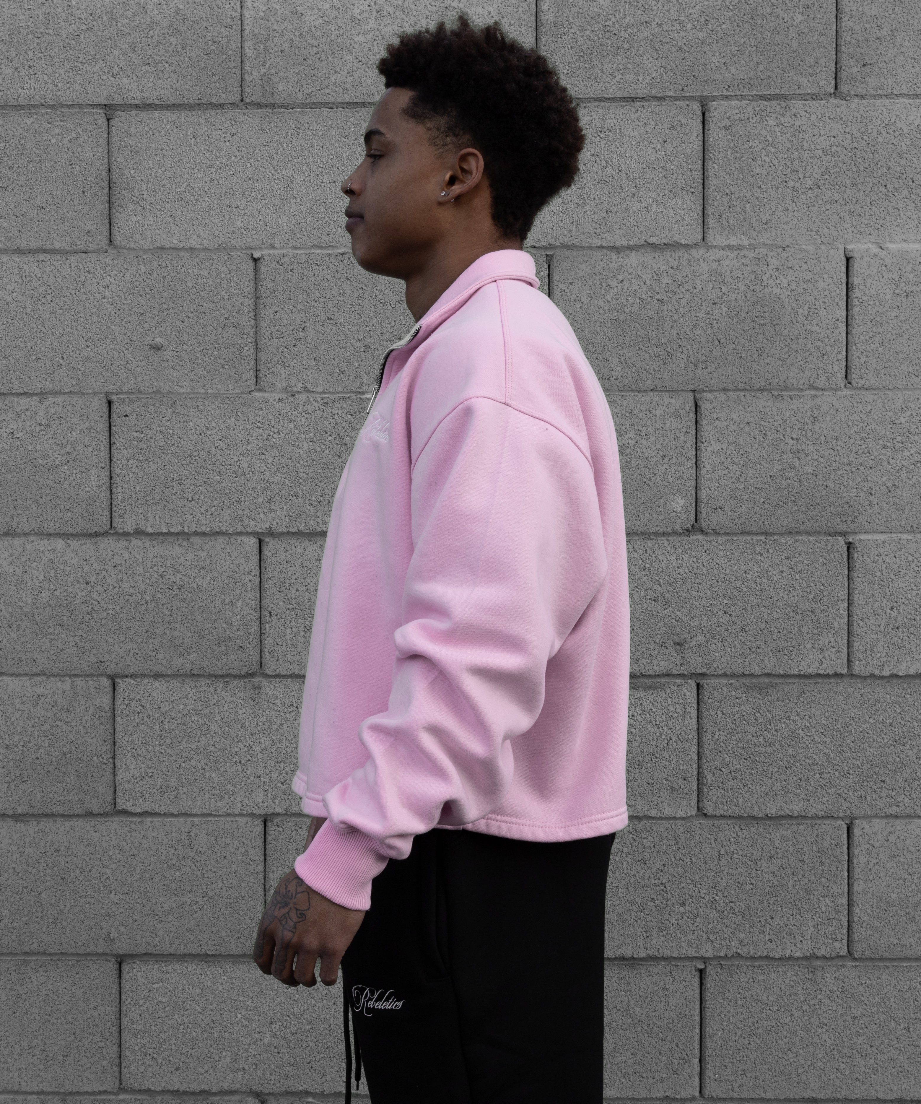 REBELETICS CROPPED QUARTER ZIP - BABY PINK – Rebeletics