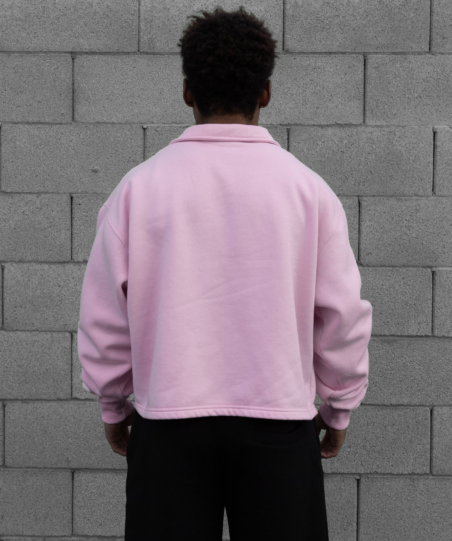 REBELETICS CROPPED QUARTER ZIP - BABY PINK
