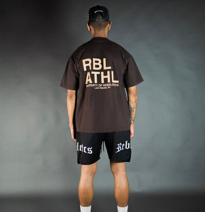 REBELETICS " RBL ATHL " T-SHIRT - CHOCOLATE