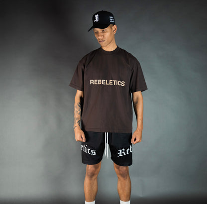 REBELETICS " RBL ATHL " T-SHIRT - CHOCOLATE