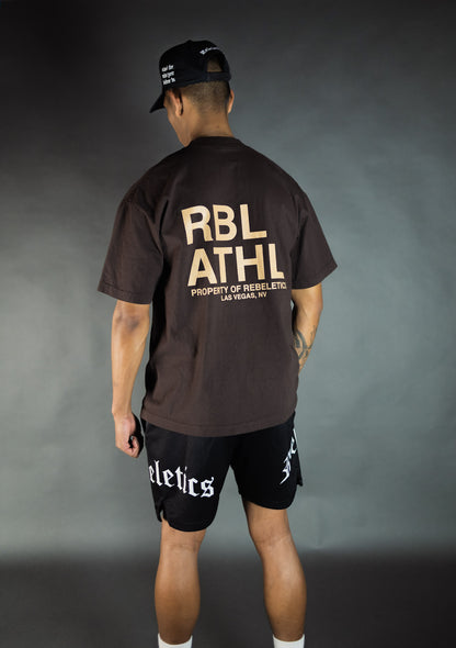 REBELETICS " RBL ATHL " T-SHIRT - CHOCOLATE