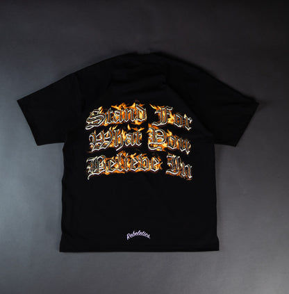 REBELETICS " SFWYBI FLAME " T-SHIRT - BLACK
