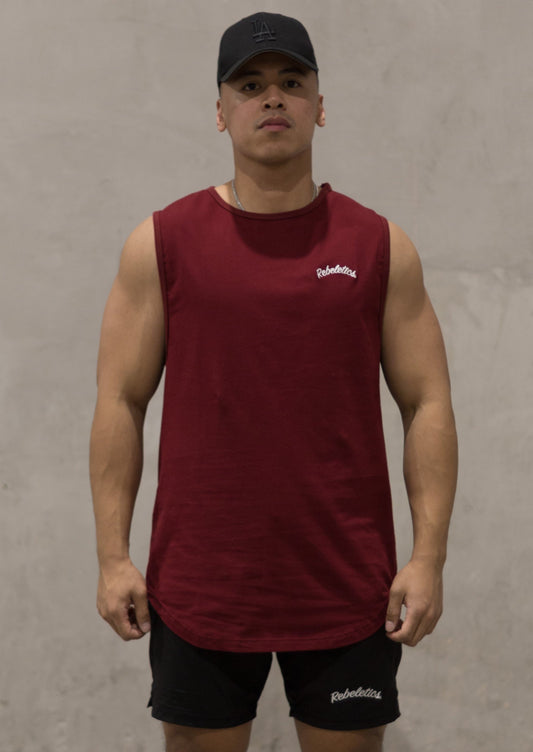 MENS SLEEVELESS T-SHIRT - BURGUNDY