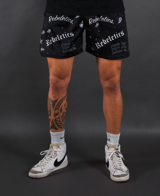 Mesh Shorts Paisley - Black